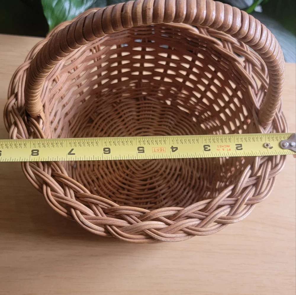 Woven Natural Brown Handled Basket - Rustic Storage & Decor